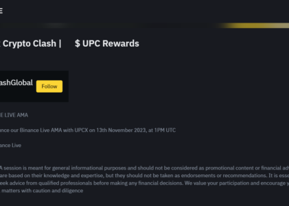 UPCX and Crypto Clash Team Up for Exciting Live AMA Event on Binance