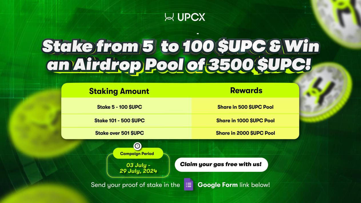 UPCX Launches Fifth Staking Event with 3500 UPC Prize to Promote Financial Democracy