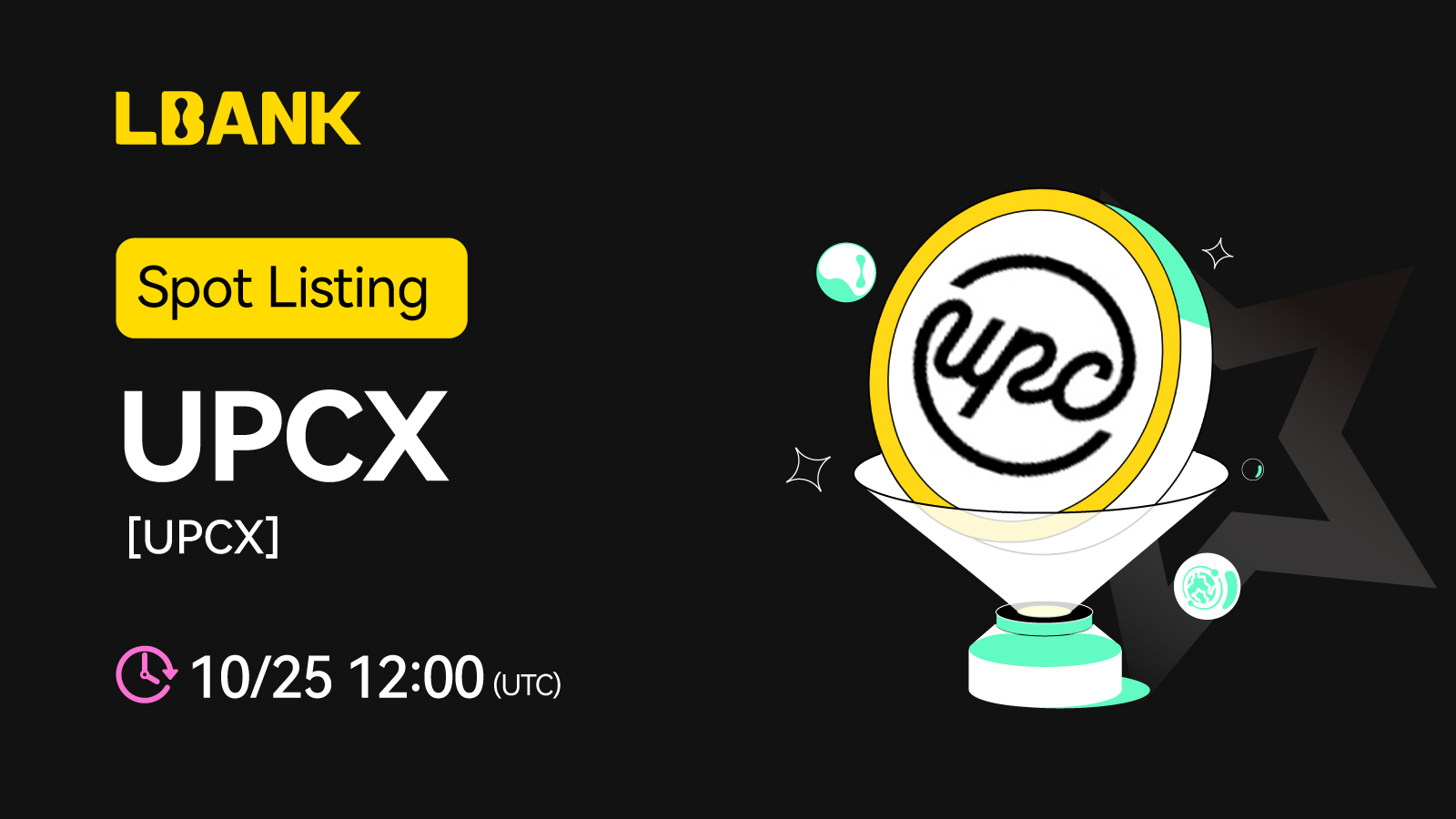 UPCX (UPC) will officially launch on the LBank exchange on October 25.